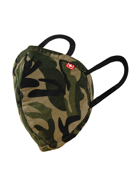 SWISS MILITARY Olive-Green & Beige Printed 3-Ply Reusable Protection Gloves & Alphaguard Mask Combo Kit - Image 2