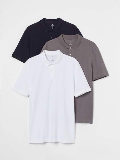 H&M Men 3-Pack Regular Fit Polo Shirts