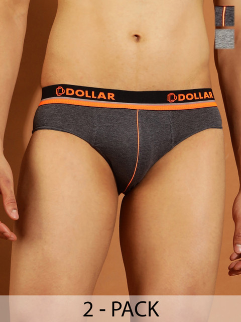 Dollar Bigboss Men Solid Pack of 2 Super Combed Cotton Brief