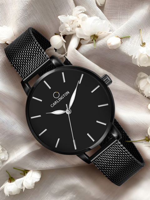 CARLINGTON Women Black Dial & Bracelet Style Strap Analogue Watch Carlington CT2014