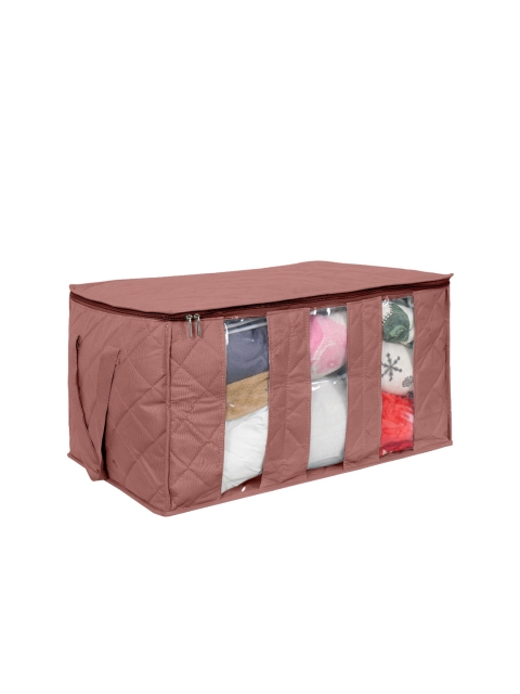 prettykrafts Set Of 2 Brown Solid Underbed Storage Box Clothing Organizer with 3 Partitions - Image 4