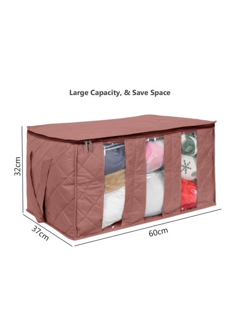 prettykrafts Set Of 2 Brown Solid Underbed Storage Box Clothing Organizer with 3 Partitions - Image 7
