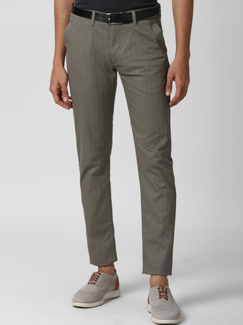 Peter England Casuals Men Olive Green Slim Fit Trousers