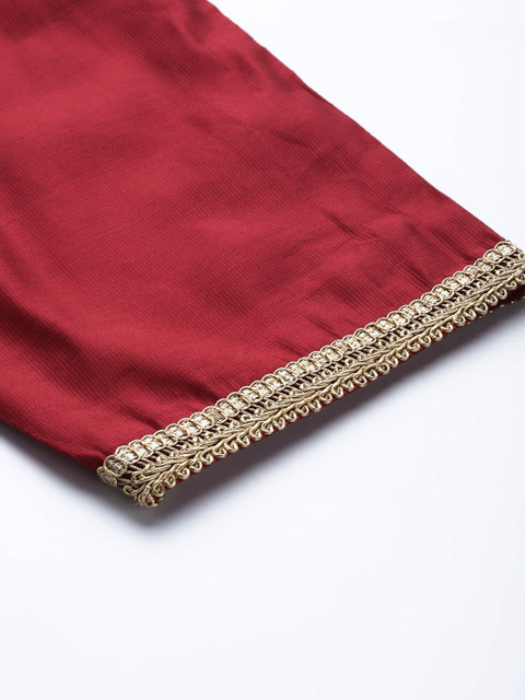 Indo Era Women Alina Cut Striped High Slit Thread Work Liva Kurta With Trousers & Dupatta - Image 9