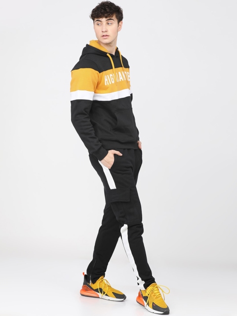 HIGHLANDER Men Black Colourblocked Hooded Sweatshirt - Image 6