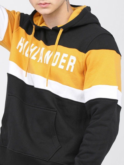 HIGHLANDER Men Black Colourblocked Hooded Sweatshirt - Image 2