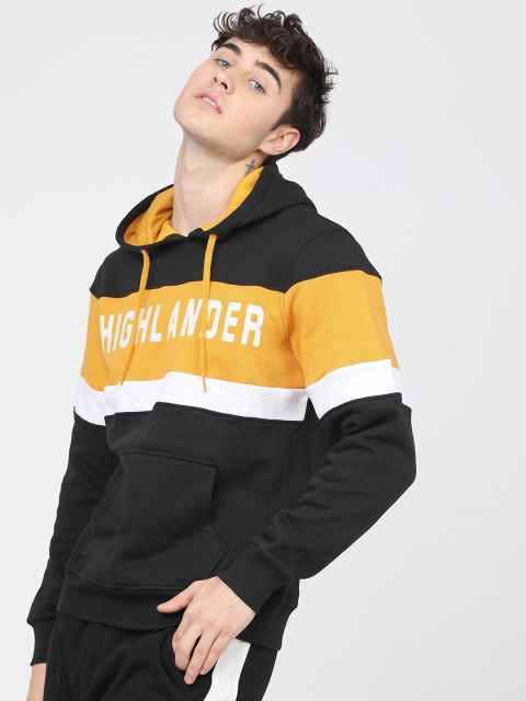 HIGHLANDER Men Black Colourblocked Hooded Sweatshirt - Image 4