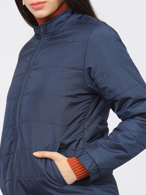 Tokyo Talkies Women Navy Blue Padded Jacket - Image 2