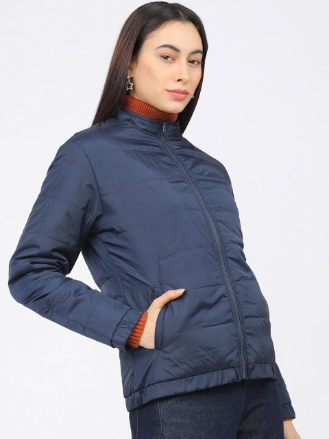 Tokyo Talkies Women Navy Blue Padded Jacket - Image 3