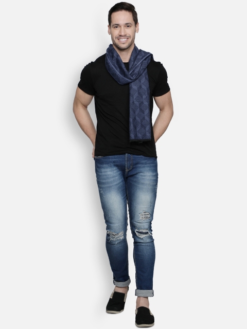 Alvaro Castagnino Men Blue & Navy Blue Patterned Muffler - Image 3