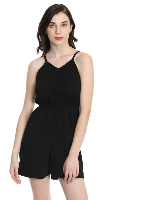 DODO & MOA Women Black Solid Playsuit
