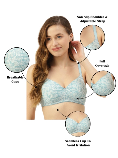 Leading Lady Floral Print Wirefree Lightly Padded Full Coverage T-Shirt Bra - Image 3