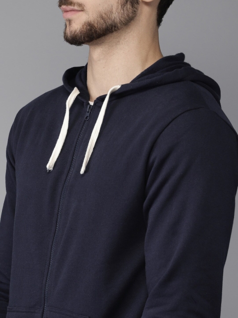 Campus Sutra Men Navy Blue Hooded Sweatshirt - Image 2