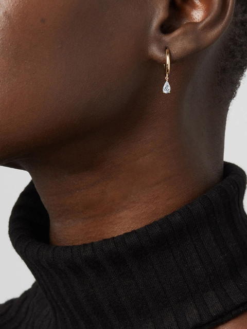 MINUTIAE Rose Gold-Plated Pear Shape Crystal Clip On Earrings