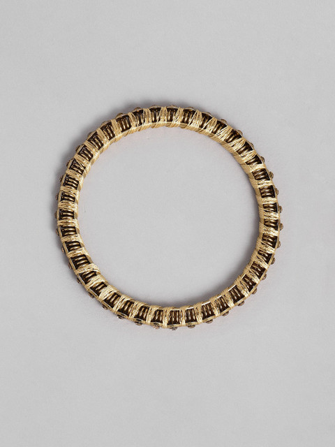 Peora Set of 10 Cream-Coloured Handcrafted Silk Thread Kundan Studded Chuda Bangles - Image 4