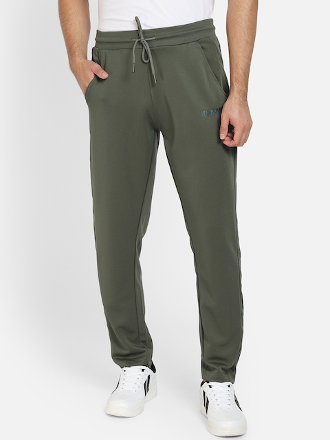 hummel Men Green Solid Polyester Track Pants