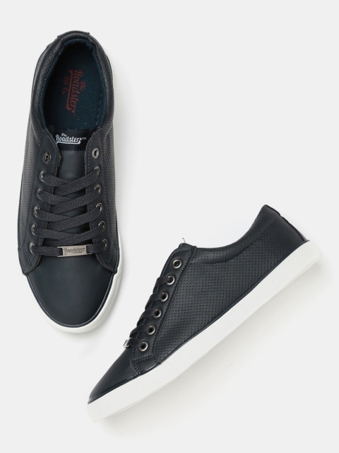 Men Navy Perforated Sneakers