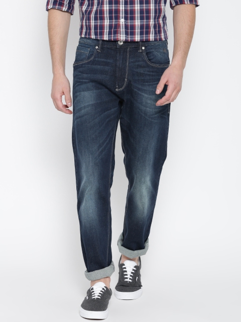 Men Blue Mid Rise Clean Look Jeans Image