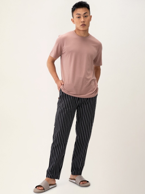 DAMENSCH Men Striped Stretchable Cotton Tapered Fit Lounge Pants - Image 4