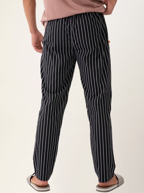 DAMENSCH Men Striped Stretchable Cotton Tapered Fit Lounge Pants - Image 3