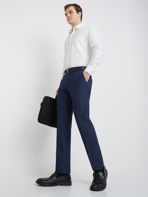 Raymond Men tDark Blue Slim Fit Formal Trousers - Image 5