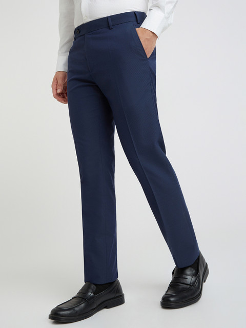 Raymond Men tDark Blue Slim Fit Formal Trousers - Image 3