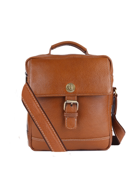 HiLEDER Unisex Tan Textured Messenger Bag