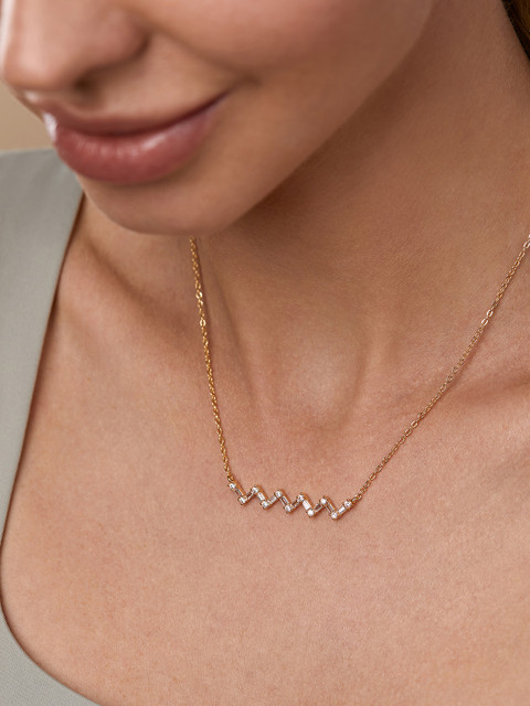 MINUTIAE Gold-Toned Brass Gold-Plated Zigzag Chain Necklace