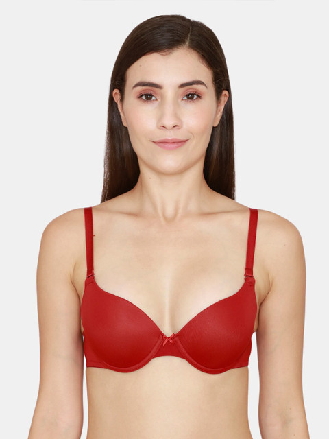 Zivame Red Push-Up Bra Underwired Lightly Padded