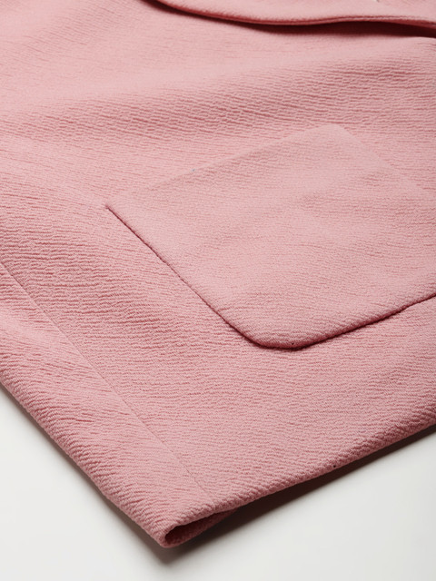 Zastraa Women Baby Pink Solid Lapel Collar Cropped Blazer - Image 6