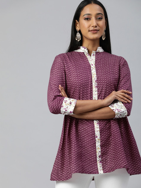 SheWill Purple Geometric Print Top