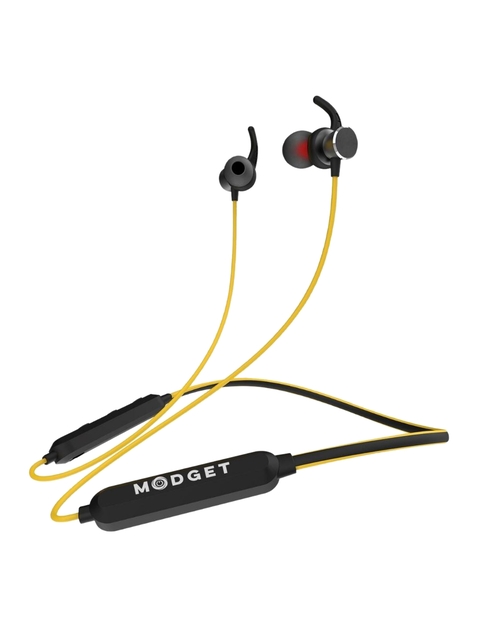 MODGET Black & Yellow Solid Neckband Bluetooth Headset