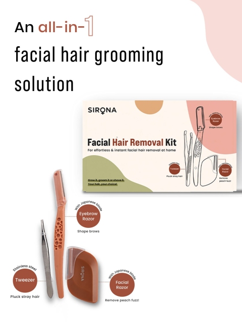 Sirona Red Set of 3 Reusable Facial Hair Removal Kit with Face Razors - Image 5