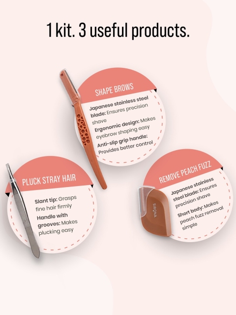Sirona Red Set of 3 Reusable Facial Hair Removal Kit with Face Razors - Image 4