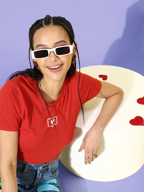 Kook N Keech Women Red & White Printed T-shirt