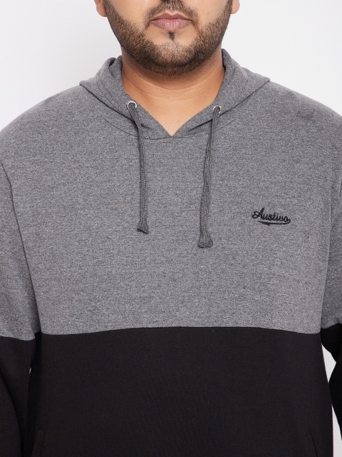 AUSTIVO Men Multicoloured Colourblocked Hooded Sweatshirt - Image 2