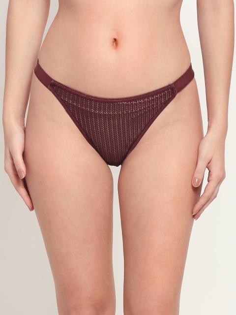 EROTISSCH Women Purple Self Design Thong Briefs