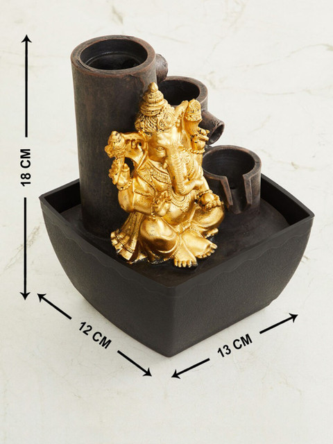 Home Centre Black & Gold-Toned Polyresin Ganesha Water Fountain - Image 6