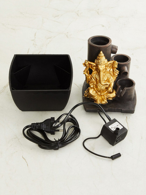Home Centre Black & Gold-Toned Polyresin Ganesha Water Fountain - Image 2