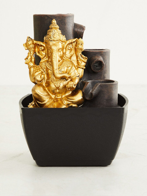 Home Centre Black & Gold-Toned Polyresin Ganesha Water Fountain - Image 3