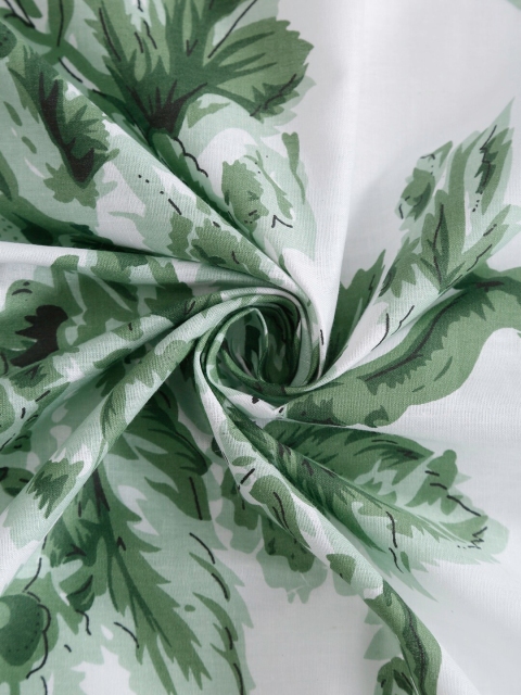 SWAYAM Green & White Floral 144 TC King Bedsheet with 2 Pillow Covers - Image 4