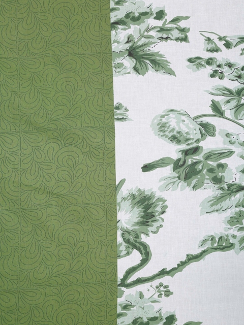 SWAYAM Green & White Floral 144 TC King Bedsheet with 2 Pillow Covers - Image 5