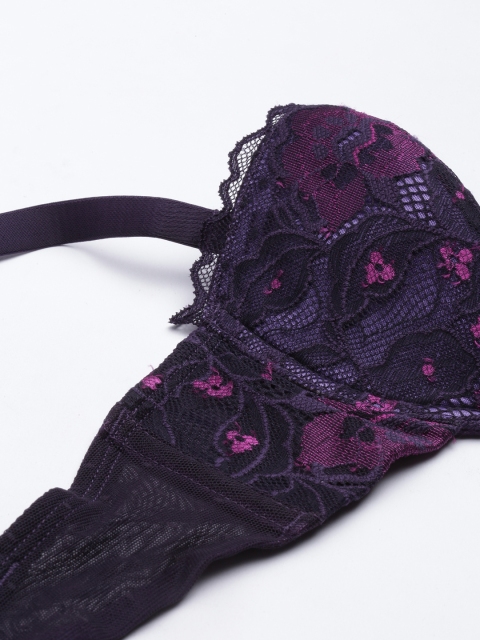 Enamor Padded Wired Medium Coverage Curve Frame and Lace Detailing Balconette Bra - Image 5