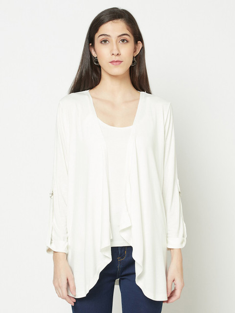 Espresso Women Off White Solid Open Front Shrug