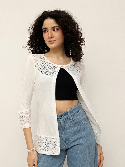 Espresso Women Off White Lace Shrug