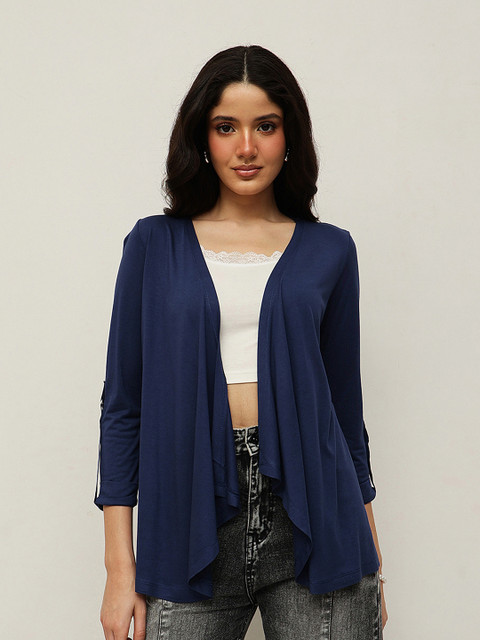 Espresso Women Navy Blue Waterfall Shrug