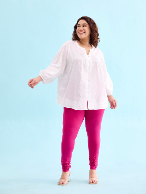 Go Colors Women Pink Solid Churidar Length Leggings