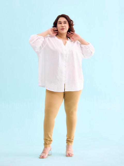 Go Colors Women Red Solid Churidar Length Leggings