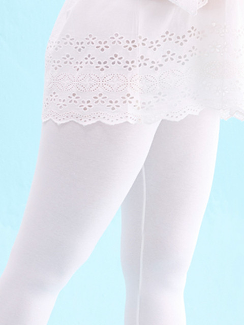 Go Colors Women White Solid Churidar Length Leggings - Image 5