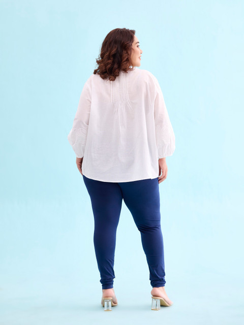 Go Colors Women Navy Blue Solid Churidar Length Leggings - Image 3